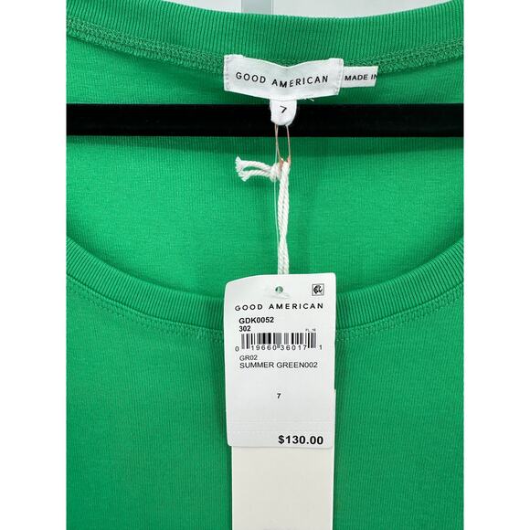 Good American Ruched Mini Tank Dress Spring Green 4X - Picture 4 of 6